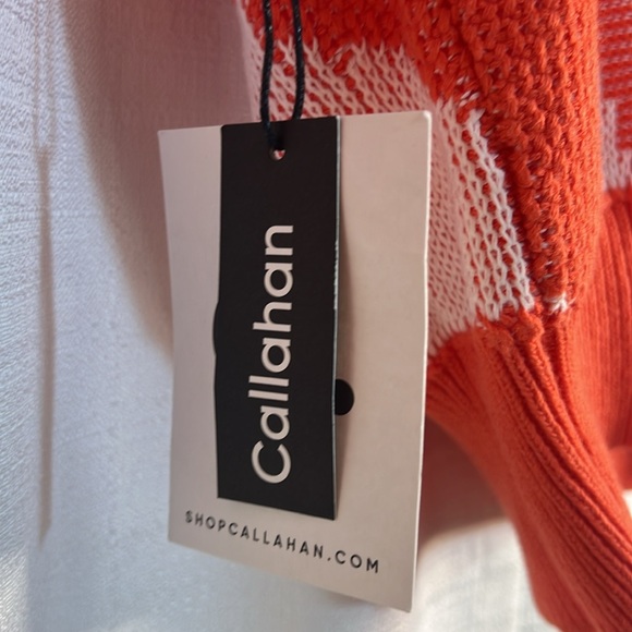 Callahan Knitwear x Anthropologie Jacquard Knit V-Neck Sweater Tangerine NWT - Picture 8 of 9